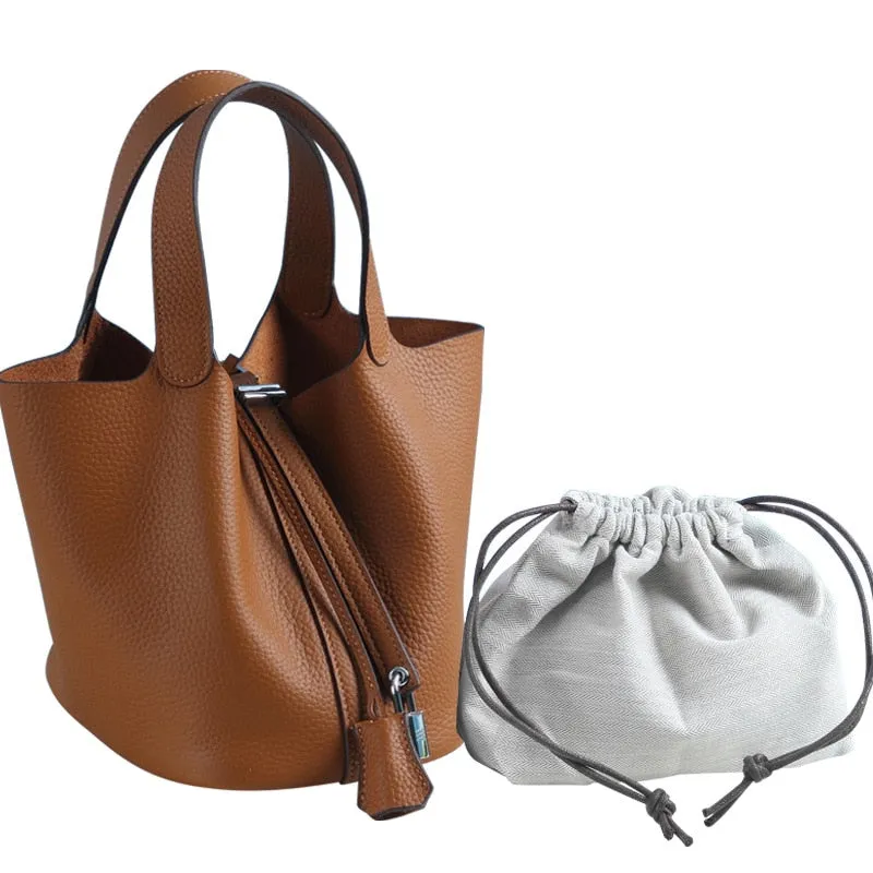 100% Genuine Leather Women Handbags Women Bags Designer Tote Bag Classical Soft Leather Bucket