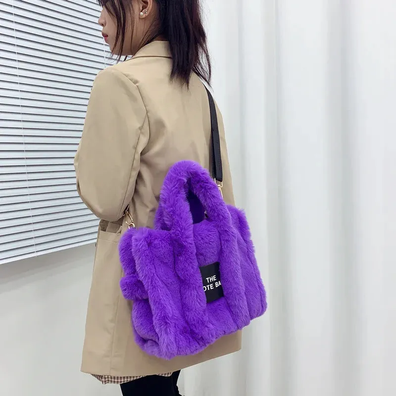 2024 Fluffy Faux Fur Tote Bag – Soft, Stylish, and Party-Ready!