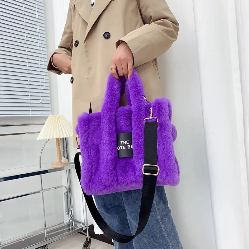 2024 Fluffy Faux Fur Tote Bag – Soft, Stylish, and Party-Ready!