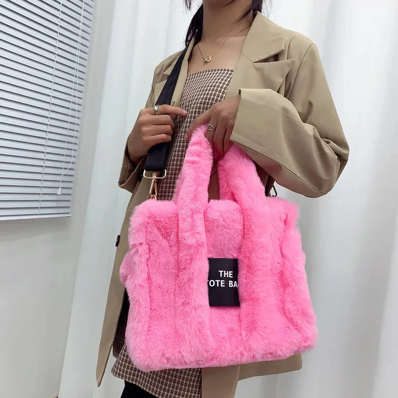 2024 Fluffy Faux Fur Tote Bag – Soft, Stylish, and Party-Ready!