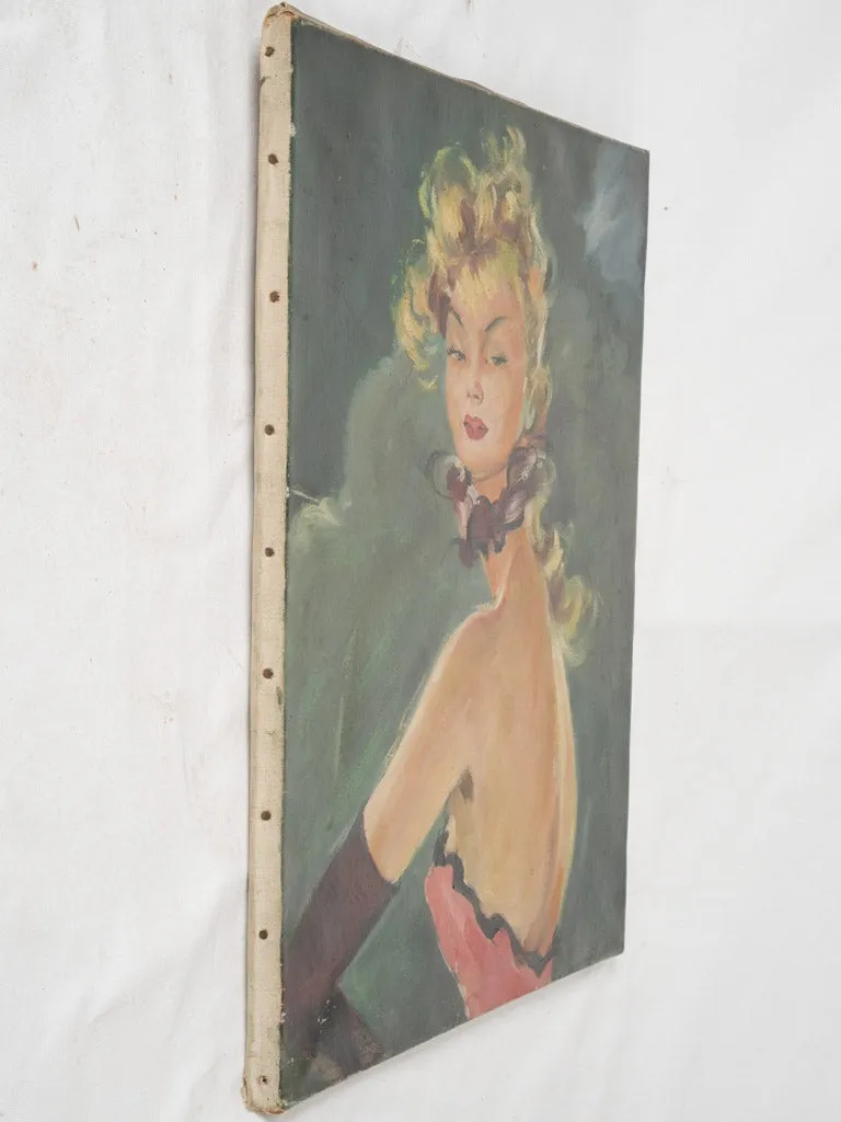 20th-Century Oil on Canvas Portrait of a Lady after JG Domergue -25½"