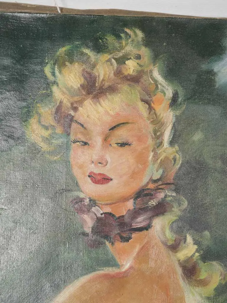 20th-Century Oil on Canvas Portrait of a Lady after JG Domergue -25½"