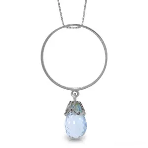 3 Carat 14K Solid White Gold Your Power Blue Topaz Necklace