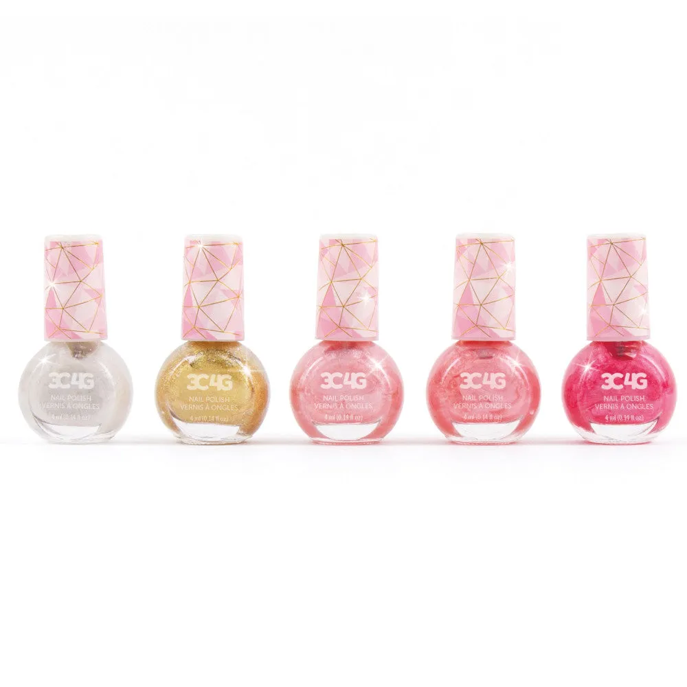 3C4G Glamorous Nail Polish Set - Pink & Gold Hexagon Collection