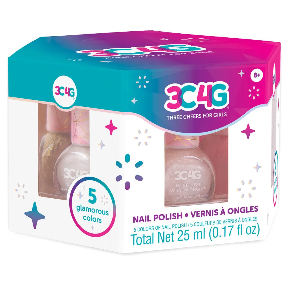 3C4G Glamorous Nail Polish Set - Pink & Gold Hexagon Collection