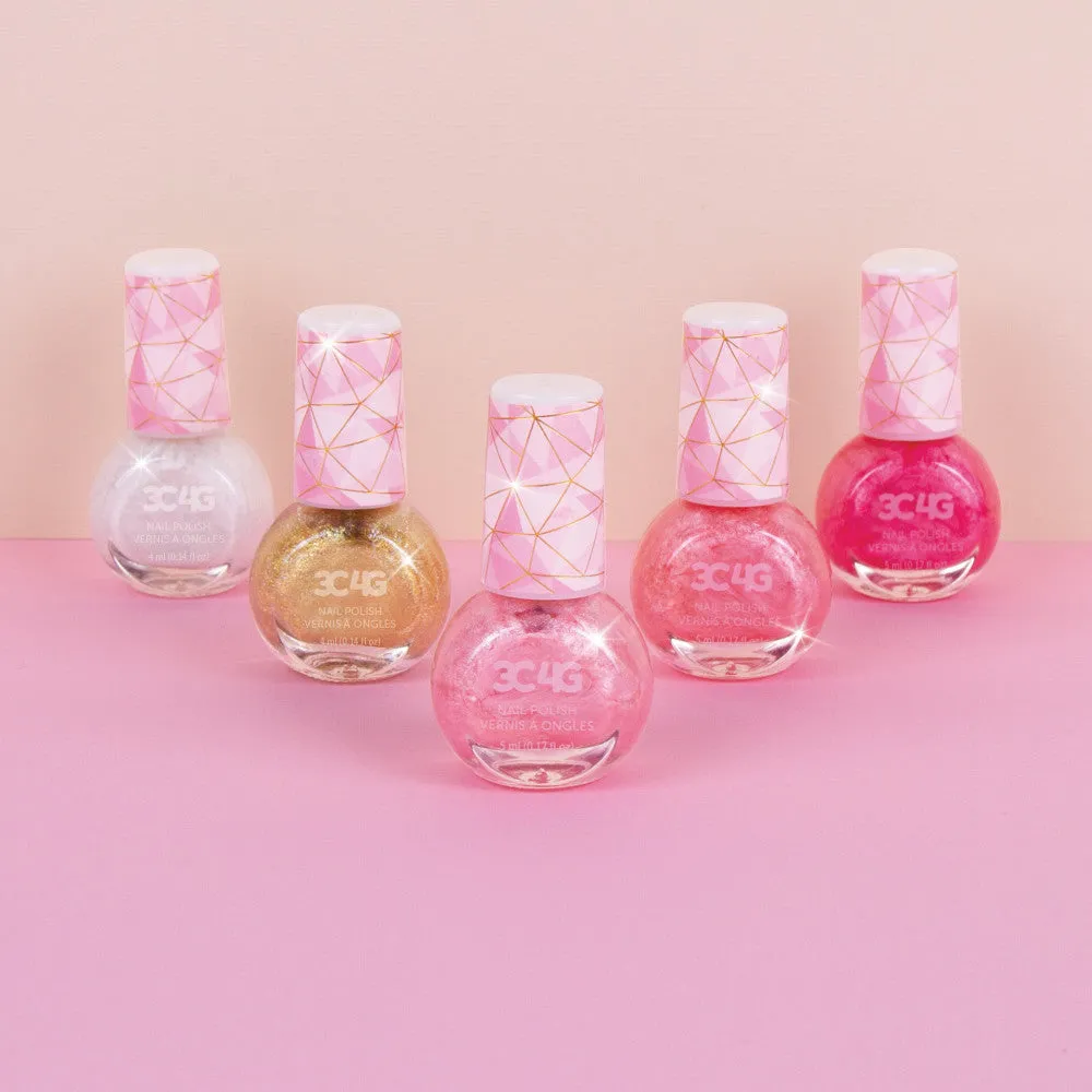 3C4G Glamorous Nail Polish Set - Pink & Gold Hexagon Collection