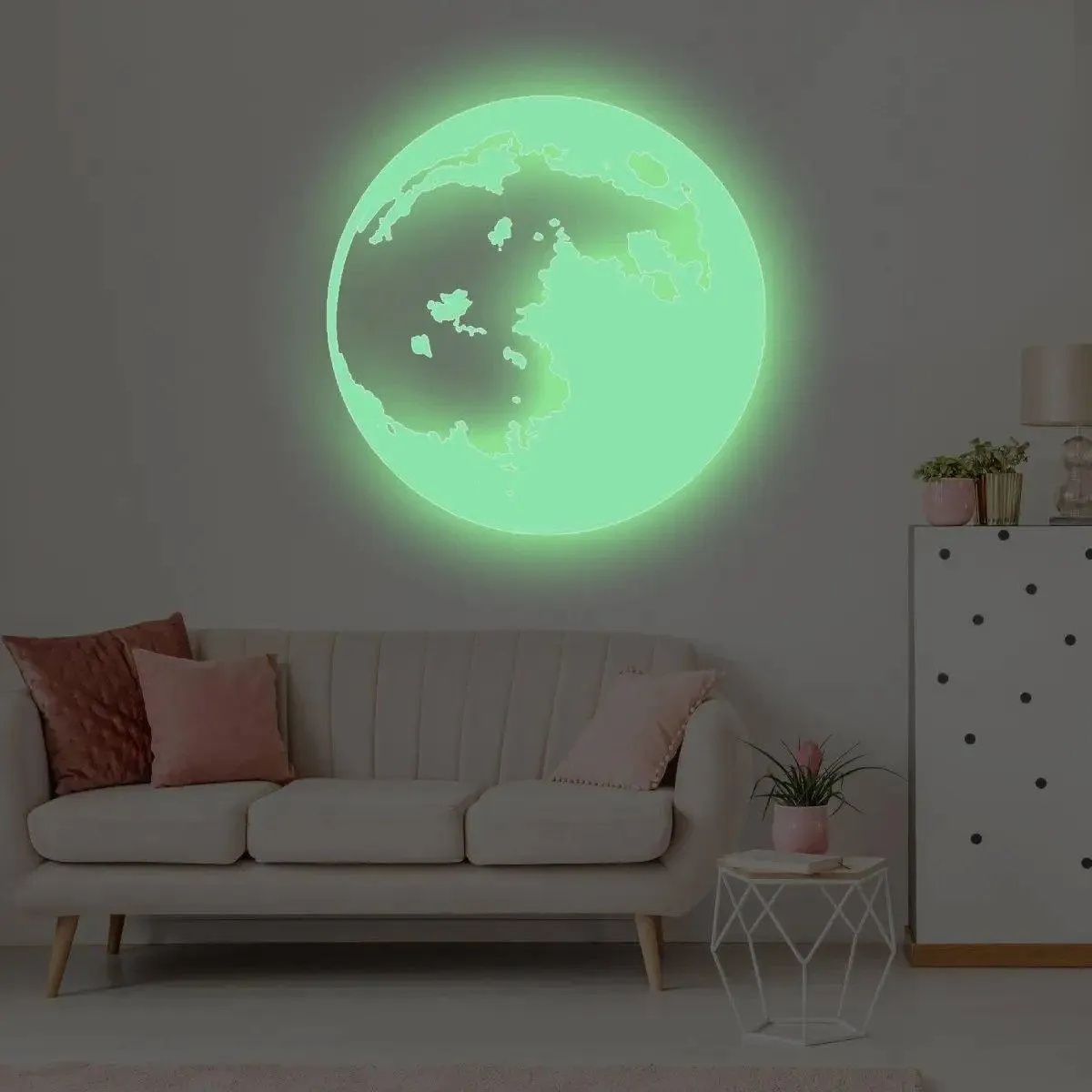 3D Celestial Glow Wall Sticker Set - Moon and Star Decals for Home Decor