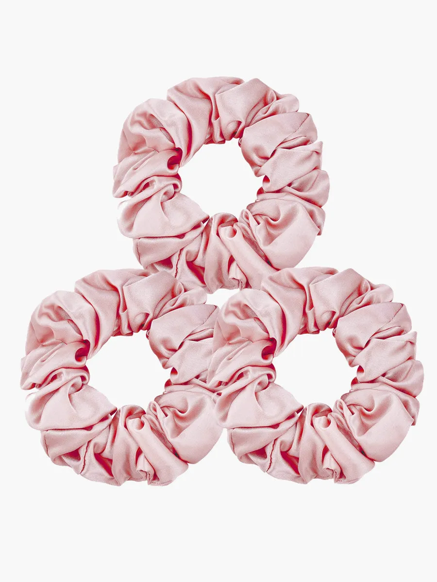 3Pcs Pure Silk Midnight Scrunchies Bundle- Middle - 3.5cm