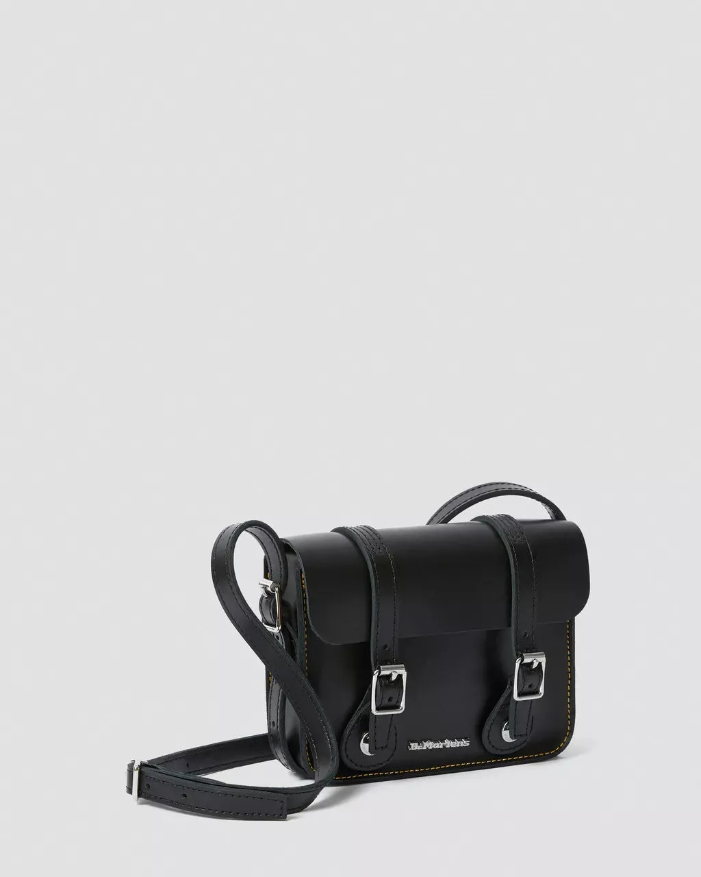 7" Leather Satchel in Black Kiev & Smooth Leather