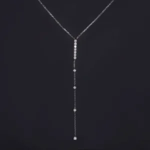 .84ct EXCELLENT CUT NATURAL DIAMOND LARIAT DROP Y NECKLACE DAINTY 14K WHITE GOLD