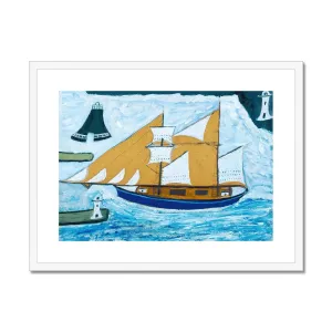 Alfred Wallis Framed Open Edition Cornish Art Print. 'The Blue Ship'. St Ives Cornwall Art Gallery Historic Art