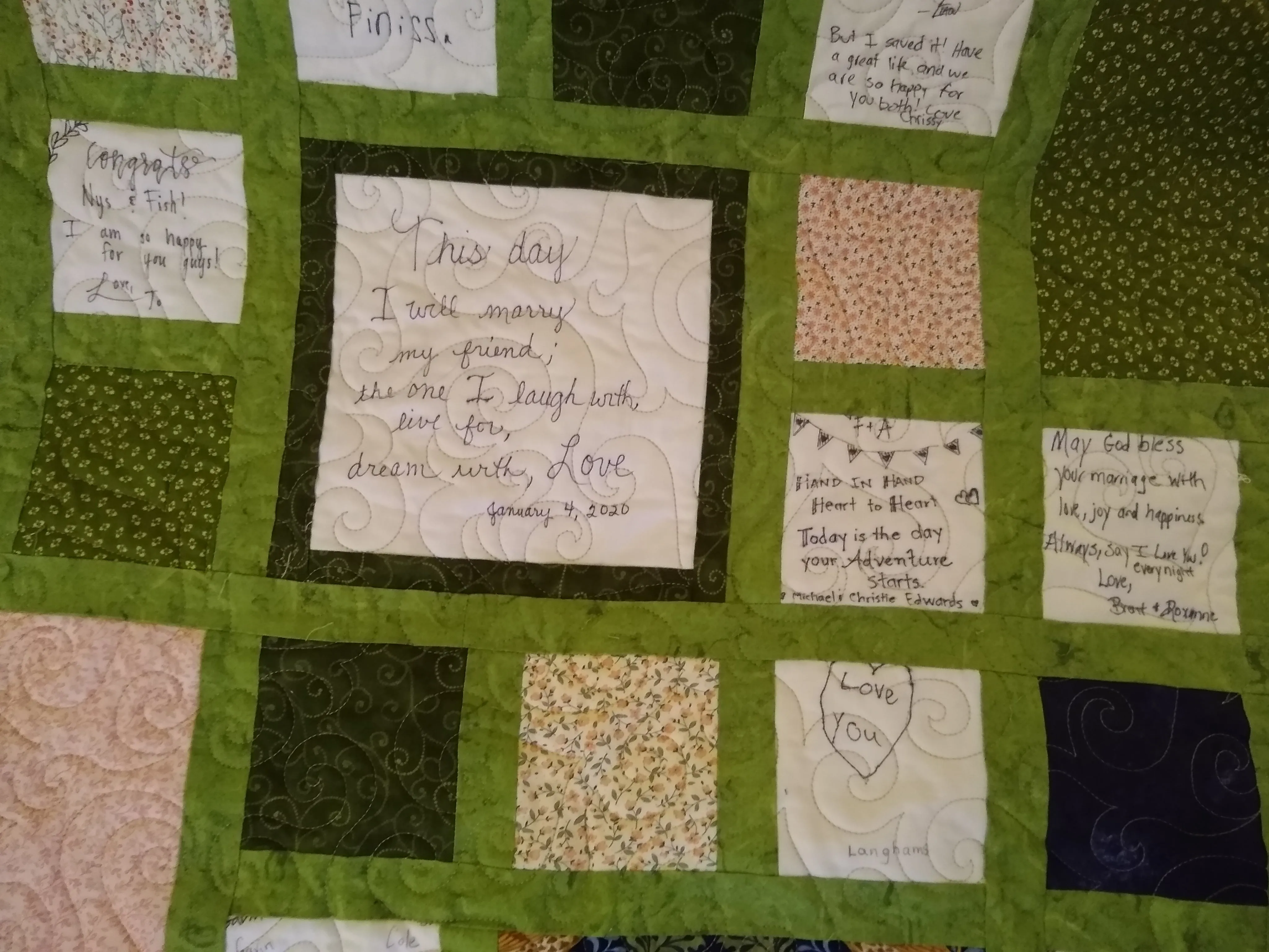 Anyssa and Fischer's Wedding Signature Quilt