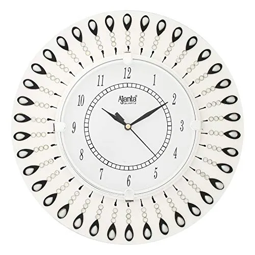 Asian Multistore Hub Ajanta Wall Clock for Home Living Room Office Bedroom Decor Stylish Latest Big Size (Round Design;12x12 Inch; Wooden; White)