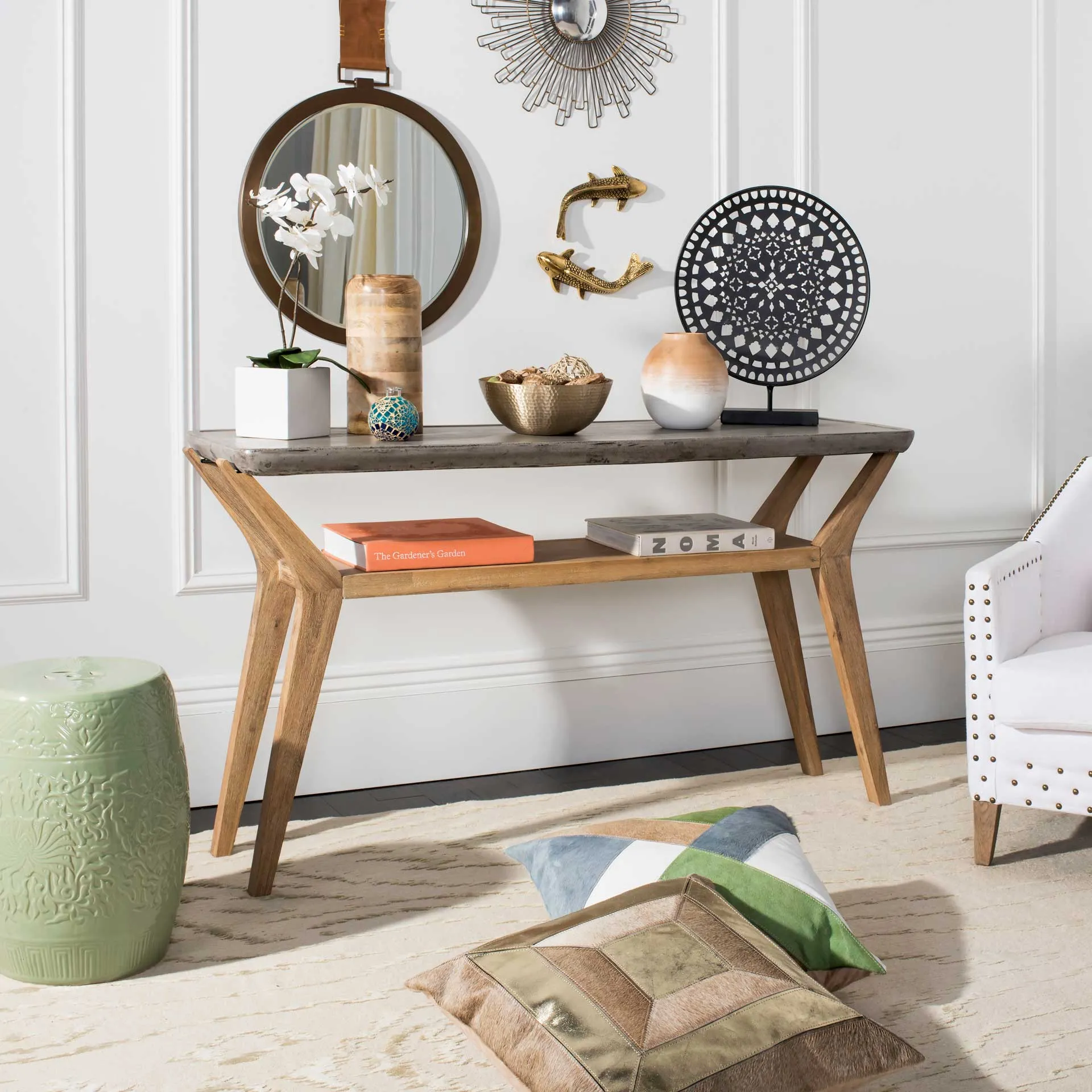 Babylon Modern Concrete Console Table Dark Gray