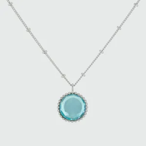 Barcelona Silver March Blue Topaz Birthstone Necklace