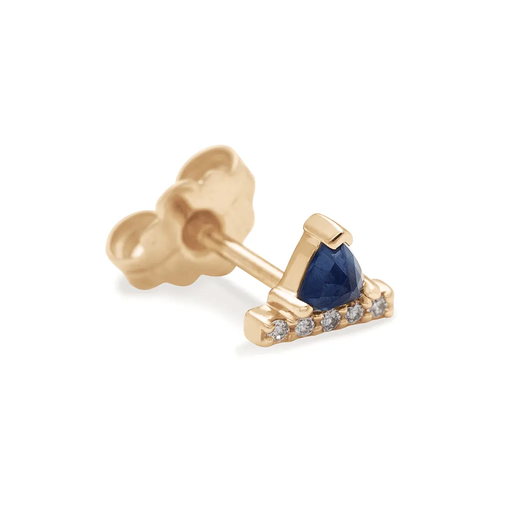 Bea Stardust Stud - Yellow Gold & Blue Sapphire