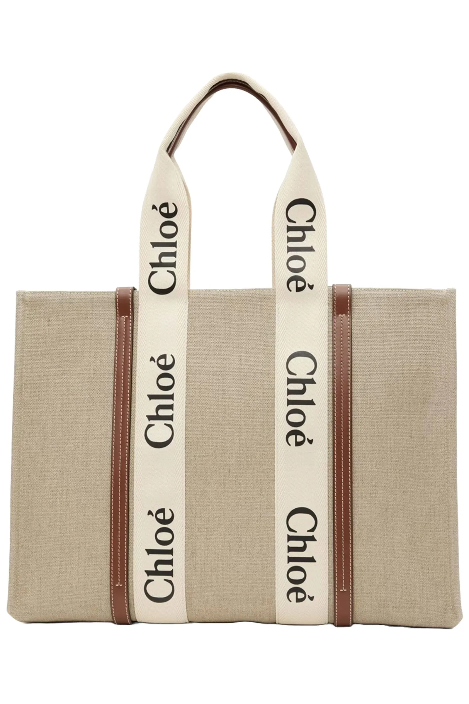 Beige & Brown Large Woody Tote