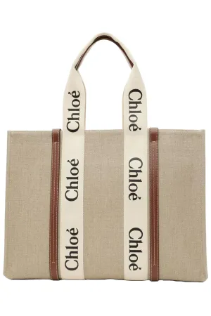 Beige & Brown Large Woody Tote