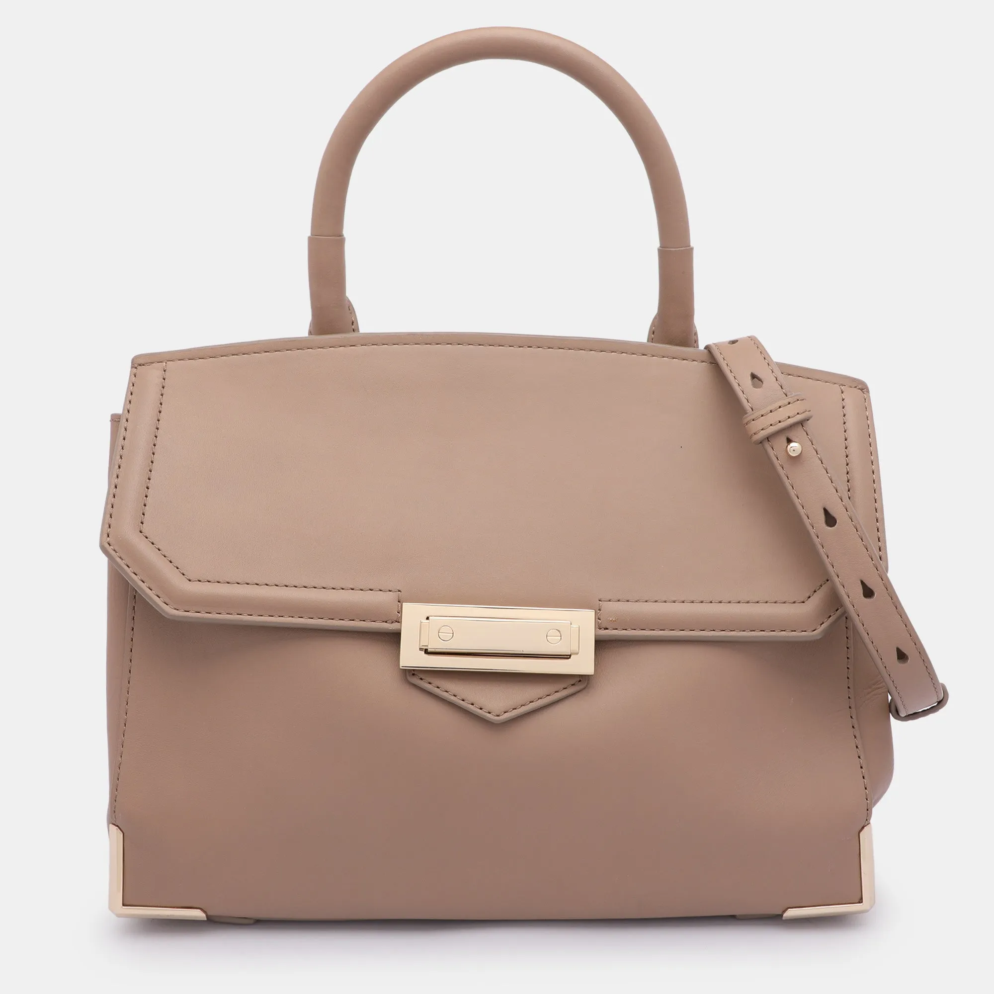 Beige Leather Marion Skeletal Satchel