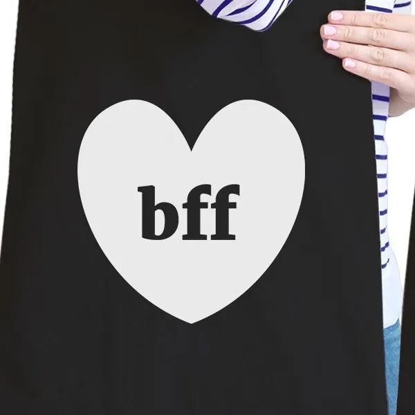 Bff Hearts BFF Matching Black Canvas Bags