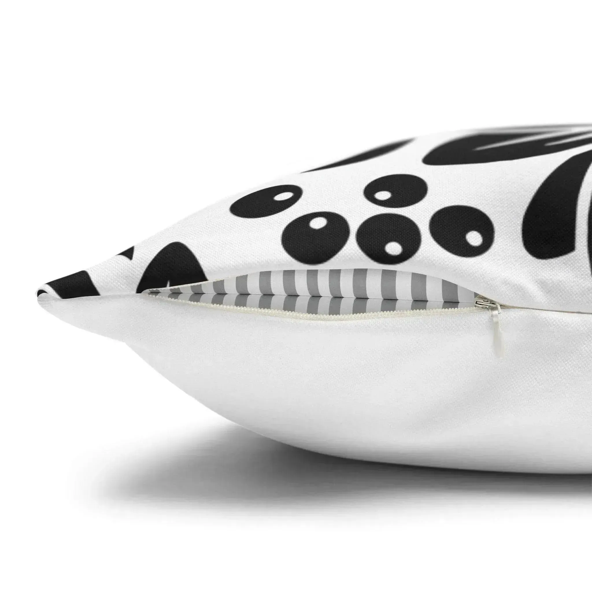 Black And White Spun Polyester Square Pillowcase