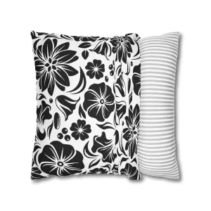 Black And White Spun Polyester Square Pillowcase