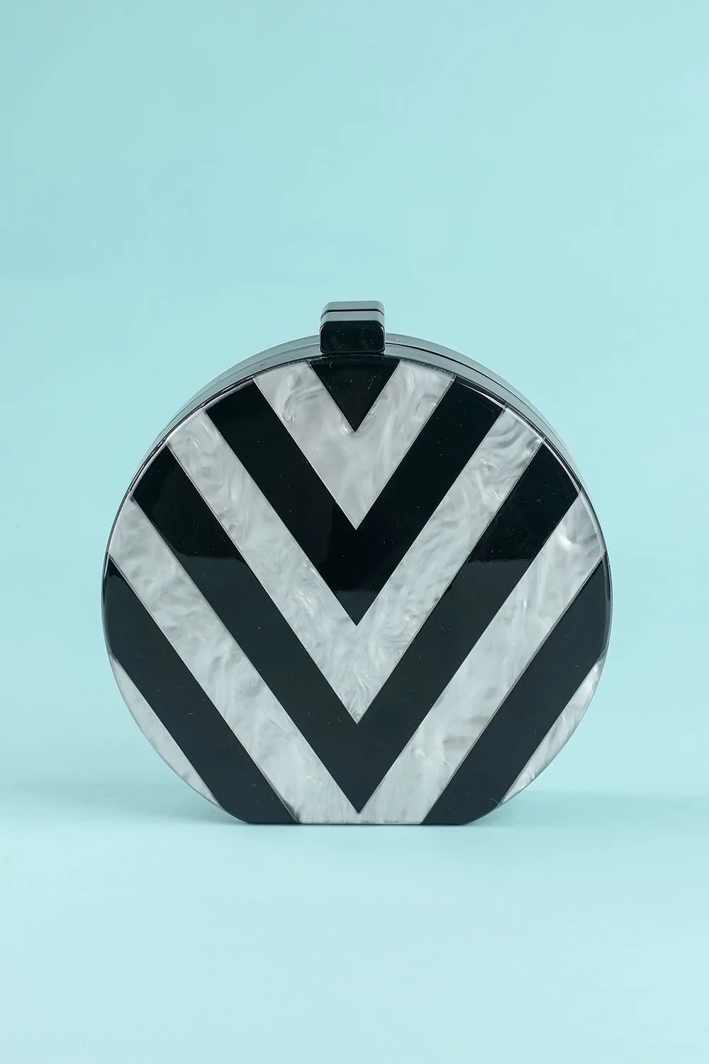 Black and White Striped Acrylic Handbag