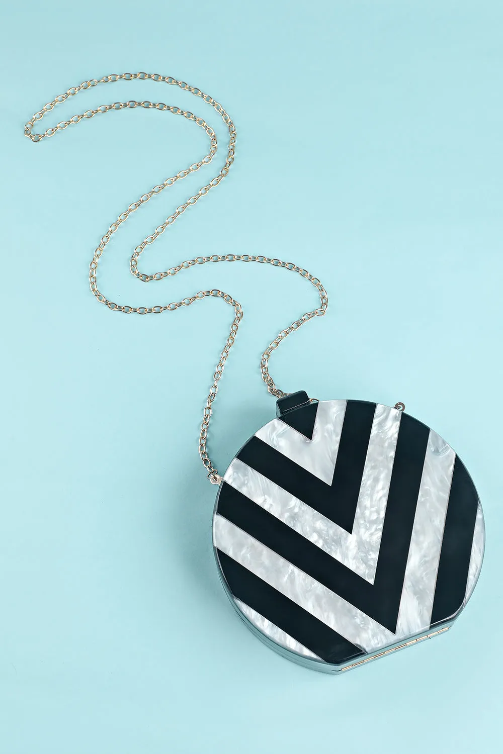 Black and White Striped Acrylic Handbag