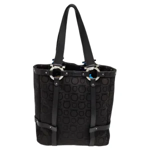 Black Canvas And Leather Tote