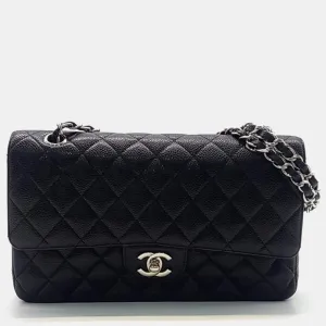 Black Caviar Leather Classic Medium Handbag