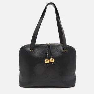 Black Caviar Leather Vintage CC Timeless Satchel