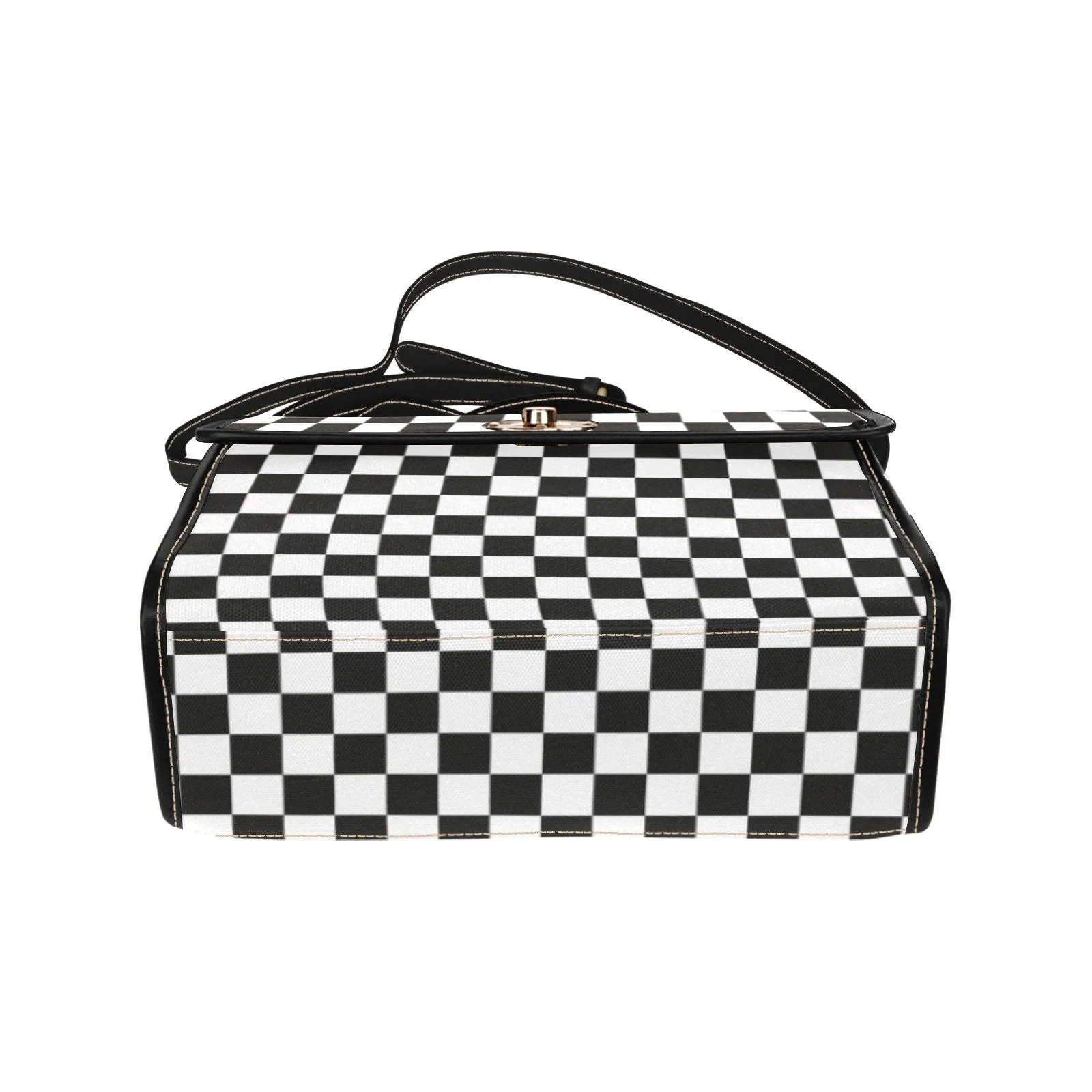 Black Checker Handbag, Checker Bag, Black and White Checker Satchel Handbag, Retro Handbag, Vintage Handbag Style, Mod 60s purse style