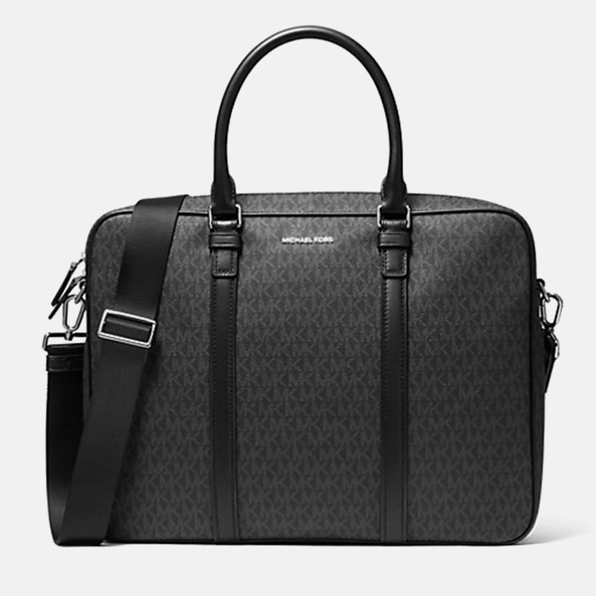 Black Coated Canvas Hudson Logo Briefcase