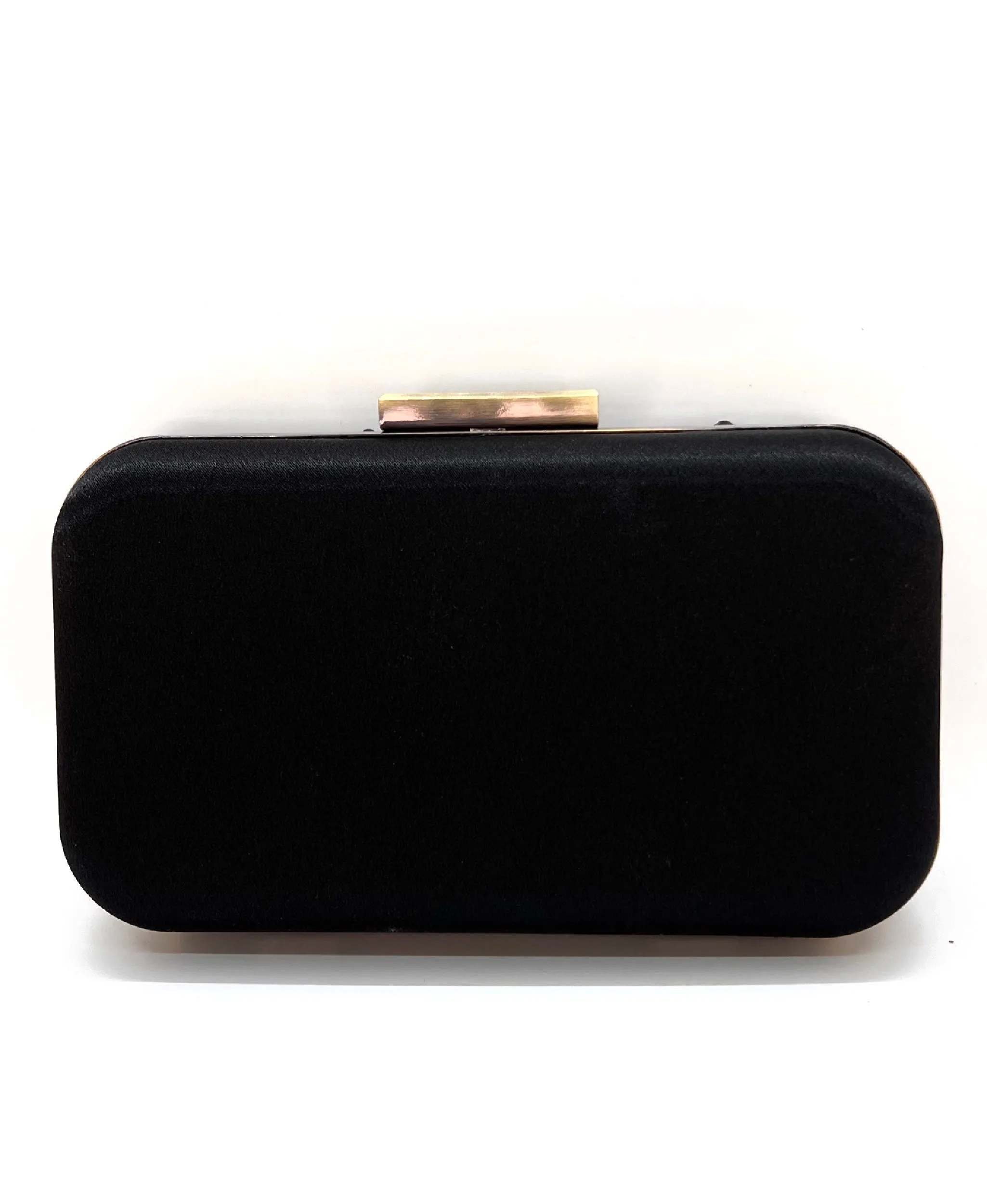 Black Crystal Studded BLACK SATIN CLUTCH