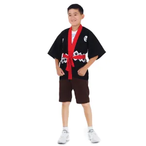 Black Japanese Kids Happi Kimono Jacket Yoru Night