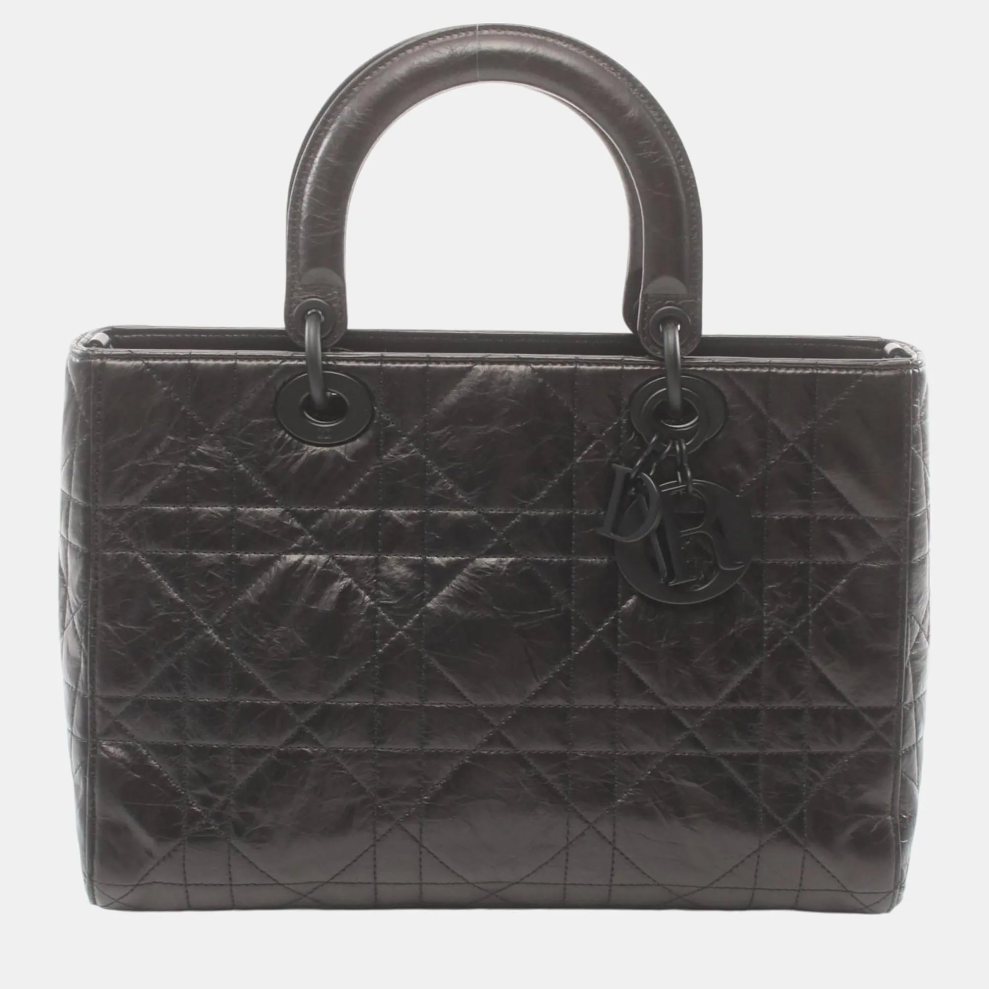 Black Leather Lady D-Sire Macrocannage Handbag