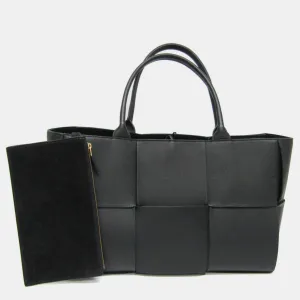 Black Leather Medium Acro Tote bag