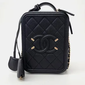 Black Leather N/S Filigree Vanity Case