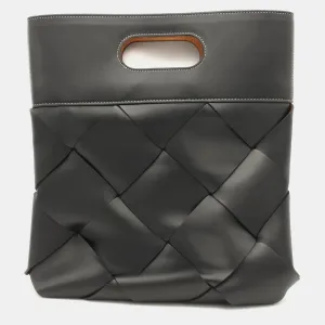 Black Leather Small Slip Tote Bag