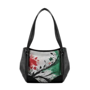 Black Leather Tote Bag palestine up