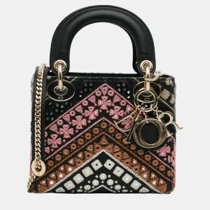 Black Mini Embroidered Lady Dior