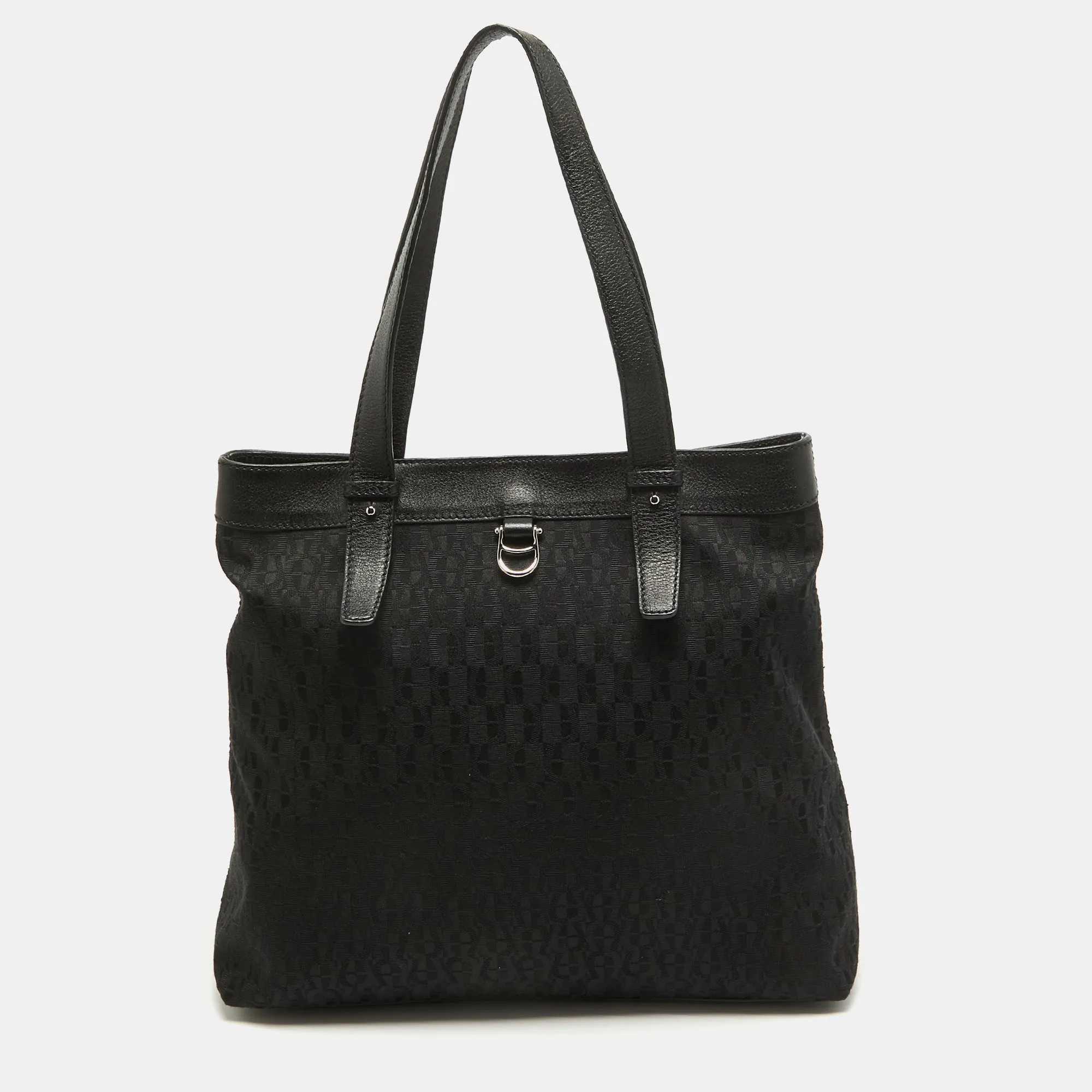 Black Monogram Canvas and Leather Tote