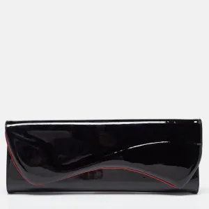 Black Patent Leather Pigalle Spikes Flap Clutch