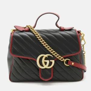 Black Red Leather GG Marmont Bag