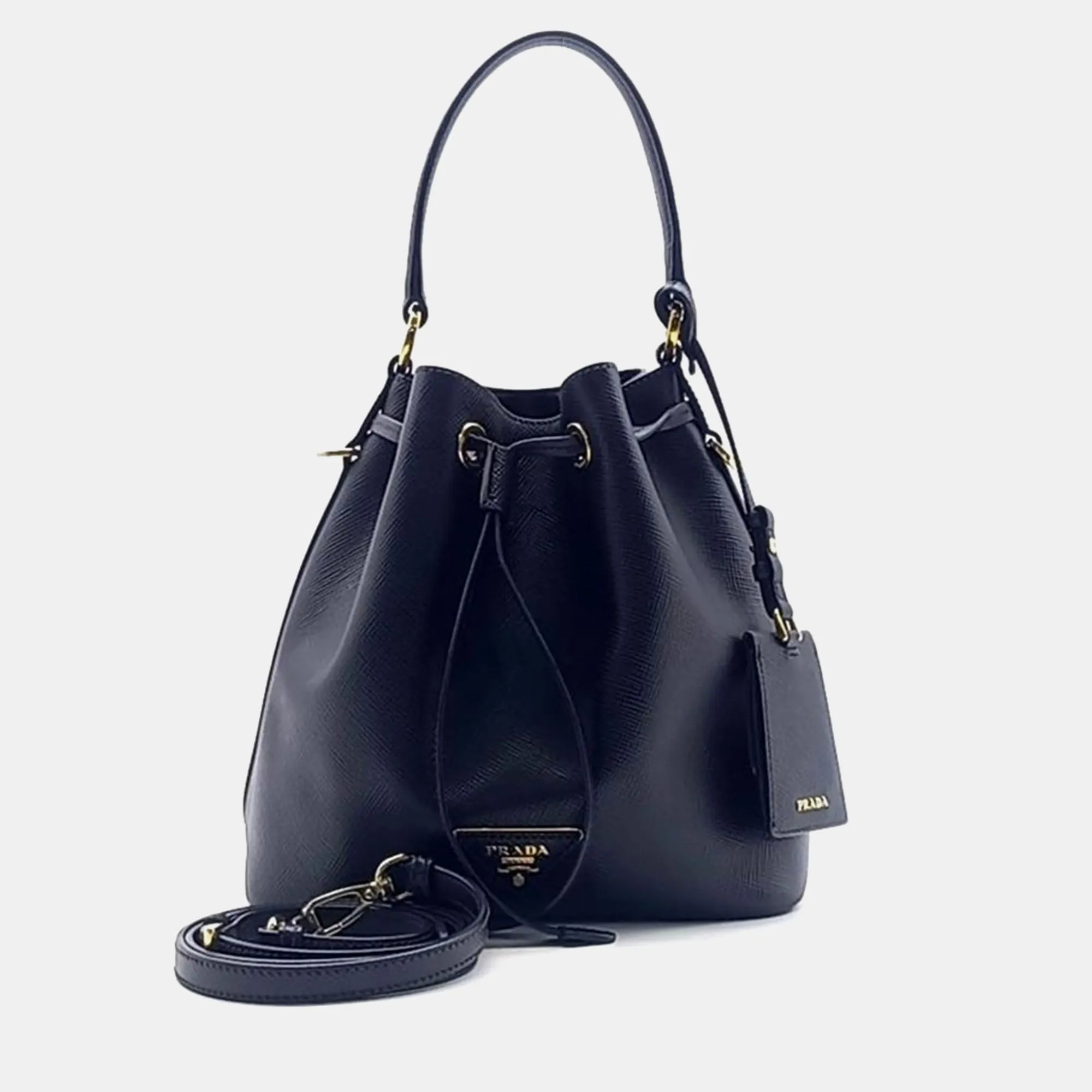 Black Saffiano Leather Bucket Bag