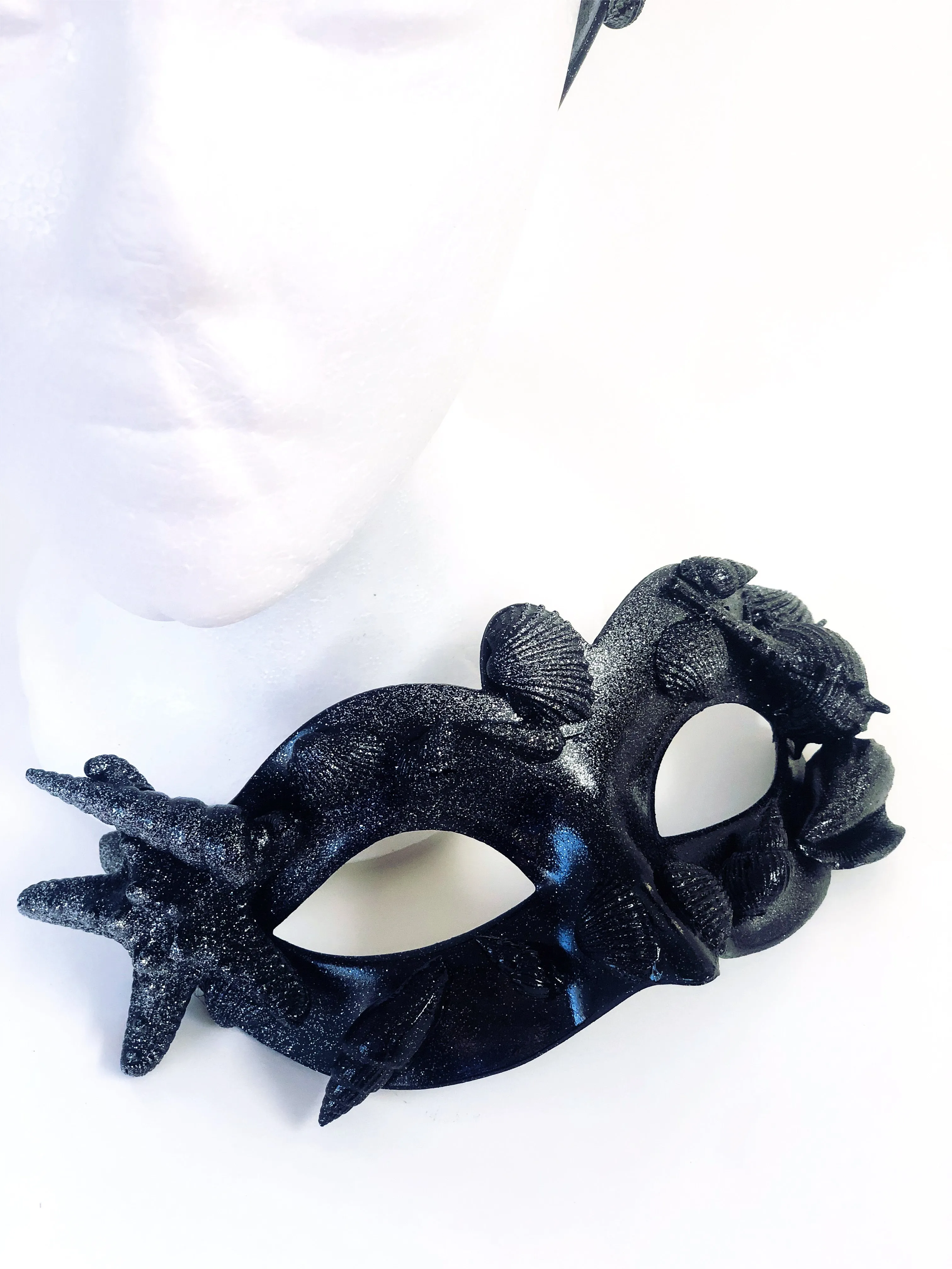 Black Shell Mermaid Crown & Mask Set