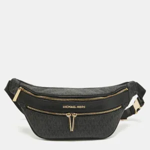 Black Signature Coated Canvas Kenly Logo Belt Bag