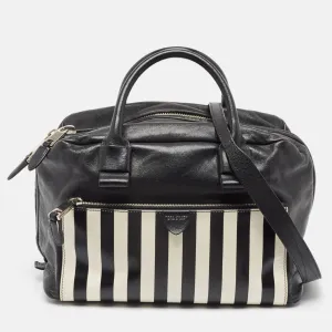 Black/White Leather Small Striped Prince Antonia Satchel