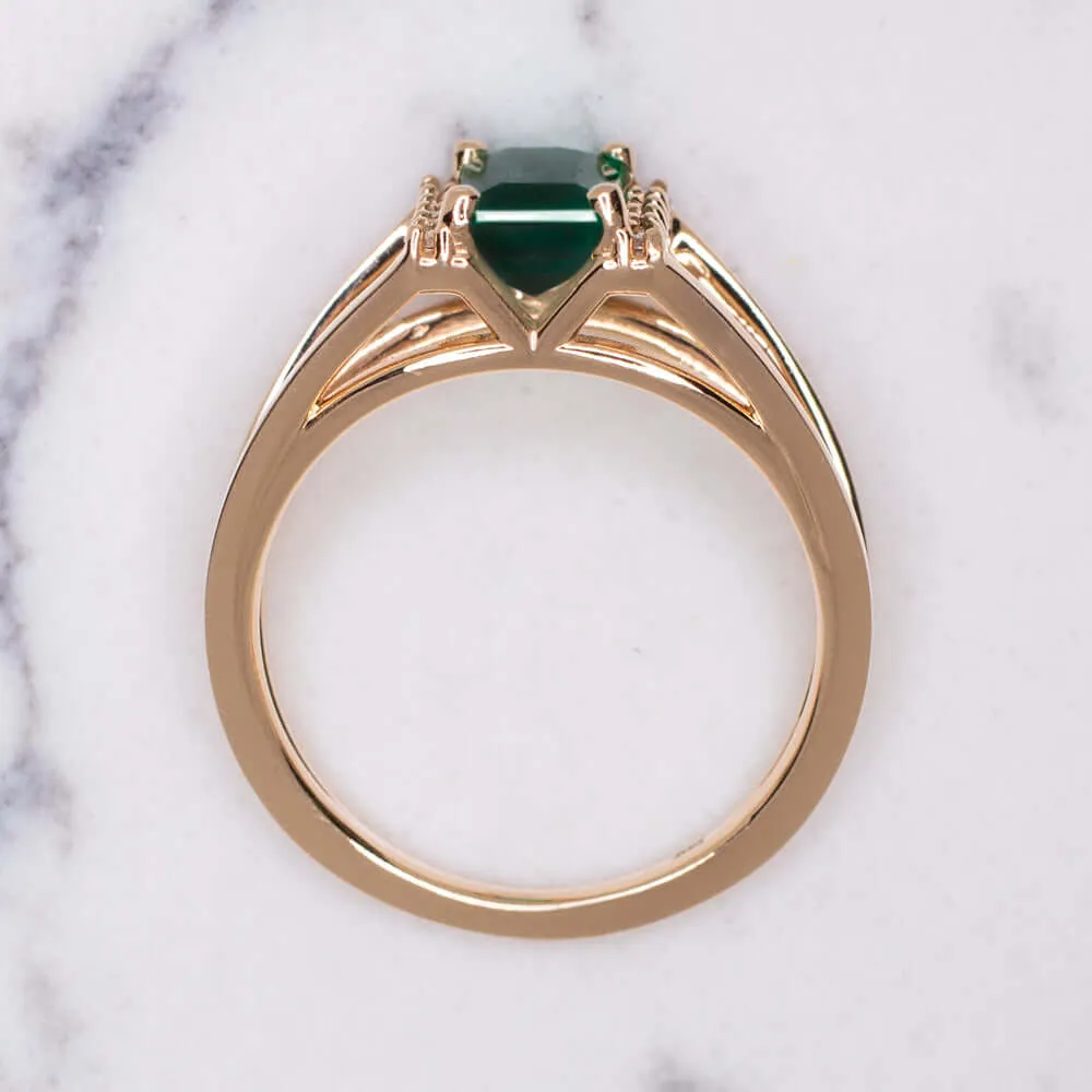 BLUE GREEN TOURMALINE NATURAL DIAMOND RING MODERN COCKTAIL ROSE GOLD SPLIT SHANK