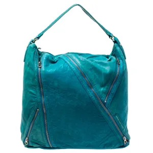 Blue Leather Leola Zip Hobo